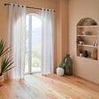 ATMOSPHERA - Voilage motif feuilles "Lazi" blanc 140x240cm - vignette