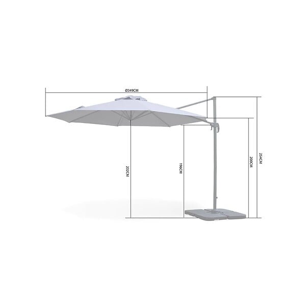 KZ GARDEN - Parasol Déporté Jardin Ø350 cm - Rotatif 360°, Toile Polyester - Parasol de Terrasse, Balcon, Piscine KZ GARDEN - large