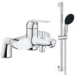 GROHE - Mitigeur bain mécanique Bauloop avec ensemble de douche Vitalio Start avec colonnettes - vignette