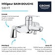 GROHE - Mitigeur bain mécanique Bauloop avec ensemble de douche Vitalio Start avec colonnettes - vignette