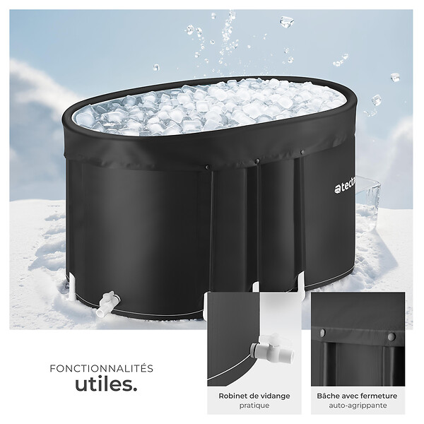 TECTAKE - Baignoire à glace ESPOO avec isolation triple et cadre en aluminium noir - large