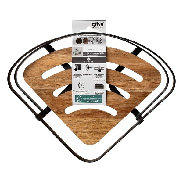 5 FIVE SIMPLY SMART - Étagère de douche d'angle "Blackacia" en acacia - large