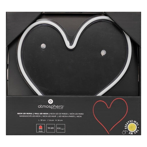 ATMOSPHERA - Tube néon mural led "Coeur" rouge L 32cm - large