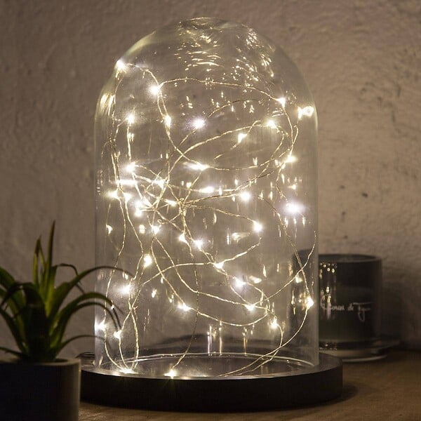 ATMOSPHERA - Guirlandes "Anya" 40 microLED à pile argent blanc chaud L400cm - large