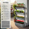 TECTAKE - Jardinière verticale FLORA en bois laqué avec toile de paillage gris - vignette