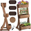 TECTAKE - Jardinière verticale FLORA en bois laqué avec toile de paillage marron - vignette