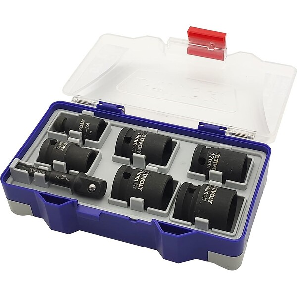 TIVOLY - Coffret 7 Douilles à choc Ø13/17/19/21/24 mm + adaptateur 1/2″ + porte-embout – Acier CrMo TIVOLY - large