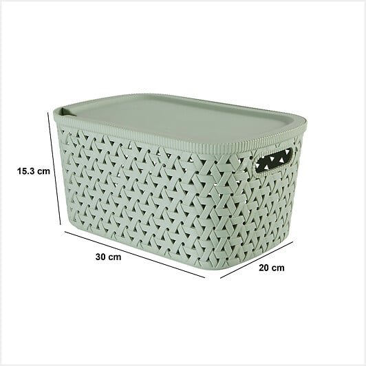 5 FIVE SIMPLY SMART - Panier "Tressy" en plastique sauge 6,7L - large