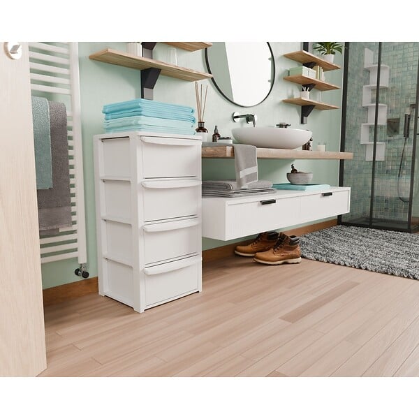 ARTPLAST - Commode 4 tiroirs Blanc - Meuble de Rangement Chambre Bureau Buanderie 39 x 38.5 x H 80.5 cm Art Plast - large