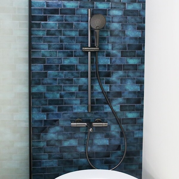 ESSEBAGNO - Luisa ensemble barre de douche 3 pièces gris gun métal - large