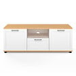 ID MARKET - Meuble TV 110 cm VITO avec tiroir et niche blanc et bois - vignette