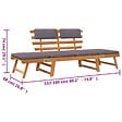 VIDAXL - vidaXL Chaise longue avec coussin 2-en-1 190 cm Bois solide d'acacia - vignette