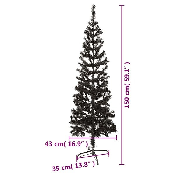 VIDAXL - vidaXL Sapin de Noël étroit Noir 150 cm - large