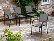 HESPERIDE - Lot de 4 fauteuils de jardin en texaline Piazza Galet/Graphite - vignette