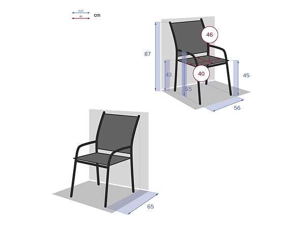 HESPERIDE - Lot de 4 fauteuils de jardin en texaline Piazza Galet/Graphite - large