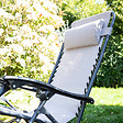 OVIALA - Fauteuil relax de jardin en acier et textilène inclinable taupe - Monaco - vignette