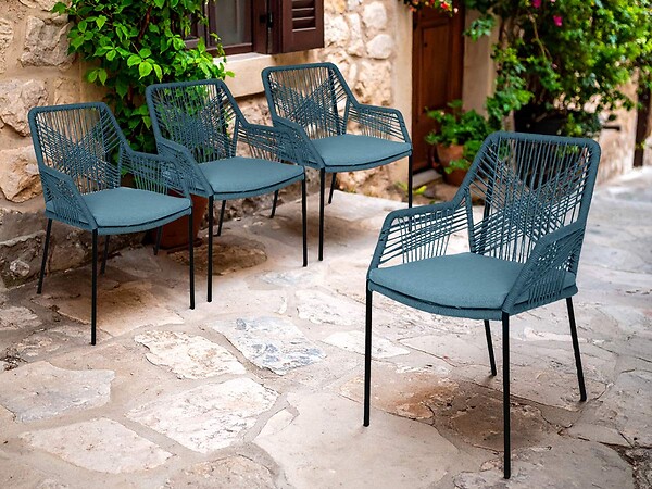 JARDIDECO - Lot de 4 chaises de jardin Séville turquoise - Jardideco - large