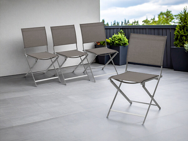 HESPERIDE - Lot de 4 chaises de jardin en aluminium pliables Anthracite Axant - Hespéride - large
