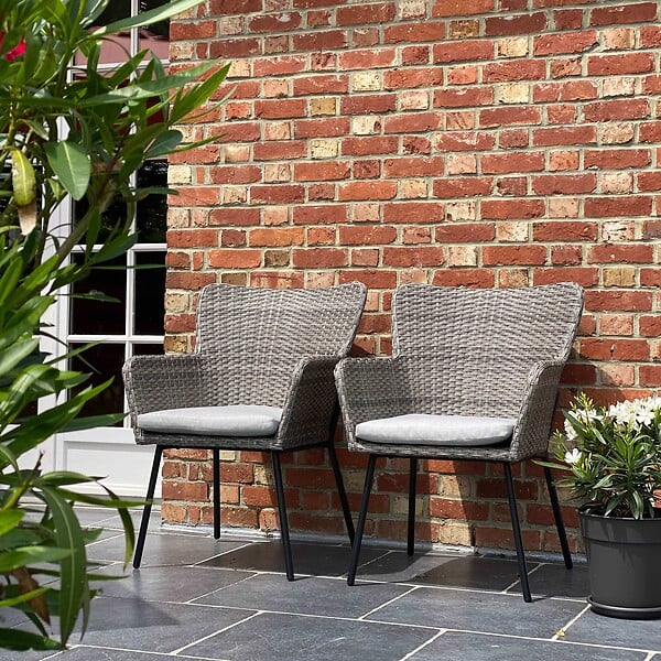 OVIALA - Lot de 2 fauteuils de jardin rond en osier - Murcia - large
