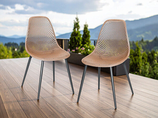 JARDILINE - Lot de 2 Chaises de jardin en aluminium et résine coloris taupe Malte - Jardiline - large