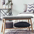 ID MARKET - Banc d'entrée chaussures capitonné bambou RITA tissu gris clair - vignette