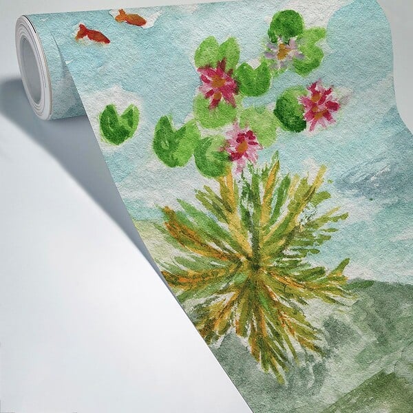 99DECO - Papier peint panoramique - Rivière - Aquarelle - intissé : 150g/m² - 7 lés : 336x270cm - large