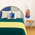 99DECO - Tête de lit - Duo - intissé 225g/m² - pré-encollé - Bleu - 110x160cm - vignette