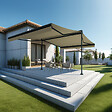 INTERSUN - Store banne double pente ENARGITE 4,00x2x2,00 M (Manuelle - Gris anthracite structuré RAL7016ST - Écru 250g/m²) - vignette