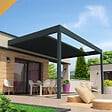 INTERSUN - Pergola rétractable HYLIA 5,00x5,213 M Motorisé à Télécommande (Motorisé à Télécommande + LED - Gris anthracite structuré RAL7016ST) - vignette