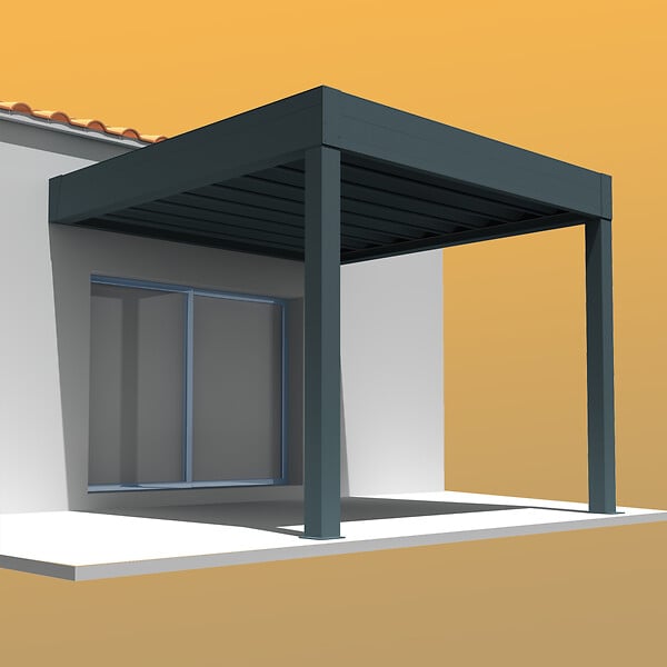 INTERSUN - Pergola rétractable HYLIA 5,00x5,213 M Motorisé à Télécommande (Motorisé à Télécommande + LED - Gris anthracite structuré RAL7016ST) - large