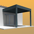INTERSUN - Pergola rétractable HYLIA 5,00x5,213 M Motorisé à Télécommande (Motorisé à Télécommande + LED - Gris anthracite structuré RAL7016ST) - vignette