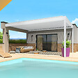INTERSUN - Pergola bioclimatique SPINELLE 4,50x3,937 M Double vérin à Télécommande (Double vérin à Télécommande - Blanc satiné RAL9010) - vignette