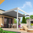 INTERSUN - Pergola rétractable HYLIA 4,50x4,109 M Motorisé à Télécommande (Motorisé à Télécommande + LED - Blanc satiné RAL9010) - vignette
