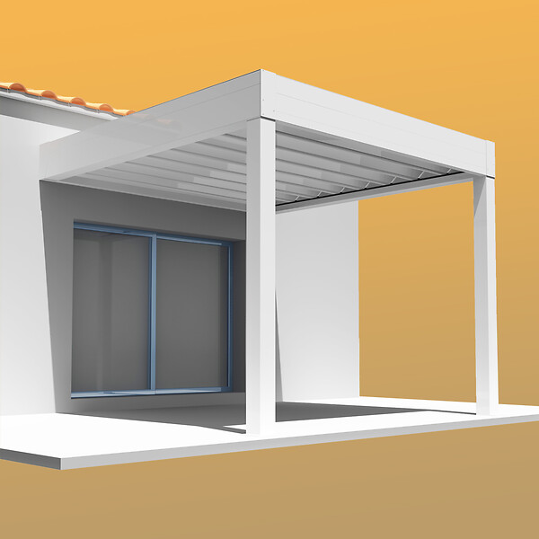 INTERSUN - Pergola rétractable HYLIA 4,50x4,109 M Motorisé à Télécommande (Motorisé à Télécommande + LED - Blanc satiné RAL9010) - large