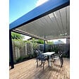INTERSUN - Pergola bioclimatique SPINELLE 4,50x4,987 M Double vérin à Télécommande (Double vérin à Télécommande + LED - Mixte : Armature Gris anthracite structuré RAL7016ST / Lames Blanc satiné RAL9010) - vignette