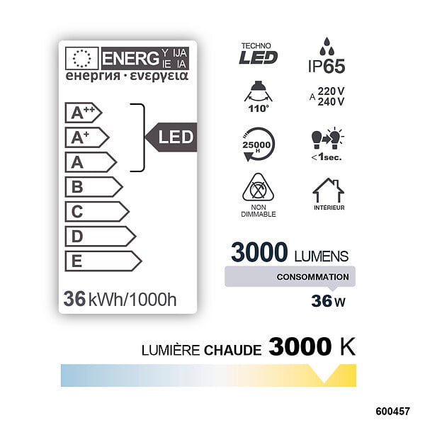 DEBFLEX - REGLETTE LED IP65 1200MM SMD 36W 3000K 3000LM - large