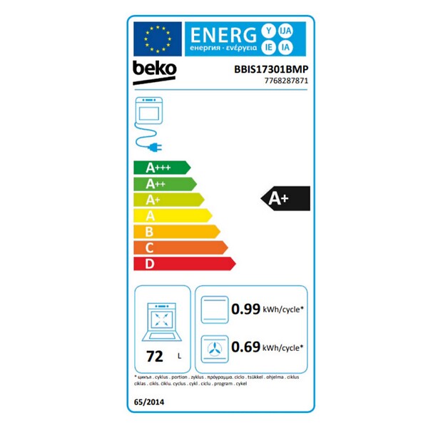 BEKO - four intégrable multifonction 72l 60cm pyrolyse noir - BBIS17301BMP - large
