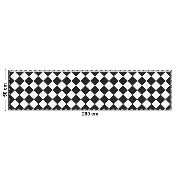 99DECO - Tapis antidérapant - Rétro - vinyle - int./ext. - Noir - 50x200cm - large