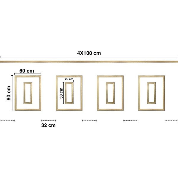 99DECO - Kit de 4 moulures murales en bois Pin des Landes - Prêt à coller et peindre - Antoinette - 4 mètres - large