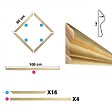 99DECO - Kit de 4 moulures murales en bois Pin des Landes - Prêt à coller et peindre - Victorine - 4 mètres - vignette
