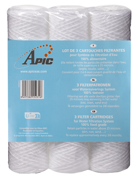 APIC - Lot de 3 cartouches bobinées 25microns - large