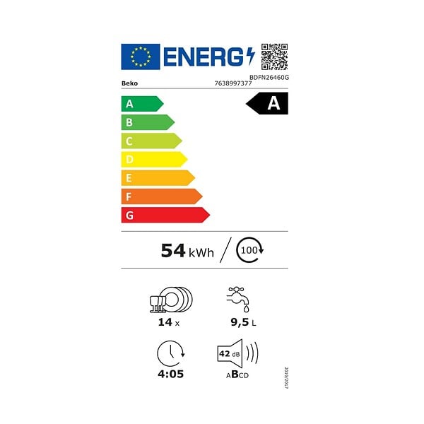 BEKO - lave-vaisselle 60cm 14 couverts 42db gris - BDFN26460G - large