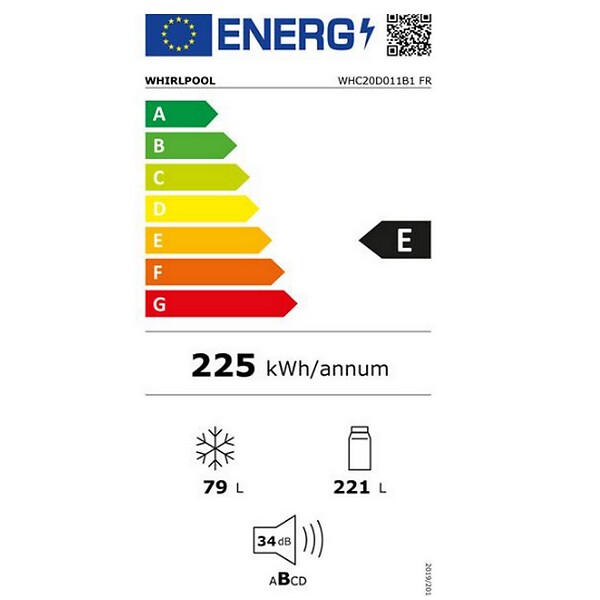 WHIRLPOOL - réfrigérateur combiné intégrable à glissières 300l - WHC20D011B1FR - large