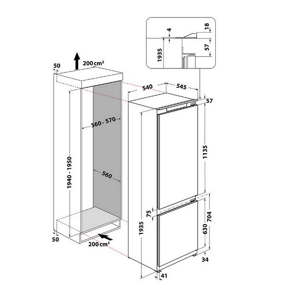 WHIRLPOOL - réfrigérateur combiné intégrable à glissières 300l - WHC20D011B1FR - large