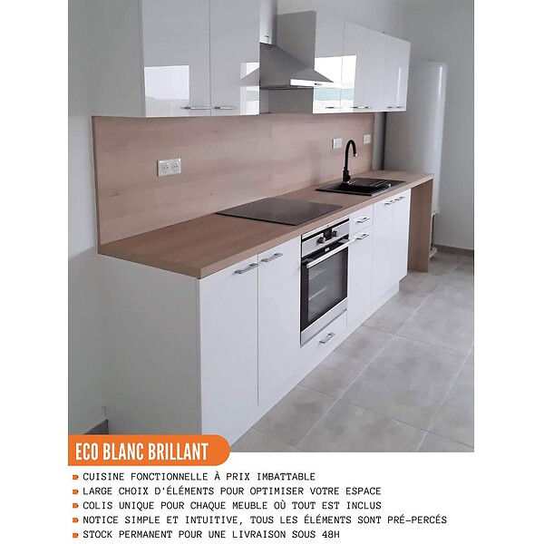 CUISINEANDCIE - Cuisineandcie - Façade pour lave-vaisselle tout intégrable Eco Blanc Brillant L 60 cm - large