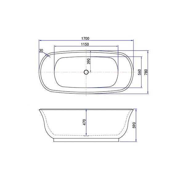 DISTRIBAIN - Baignoire îlot Savena - 170 x 78 x 59 cm - large