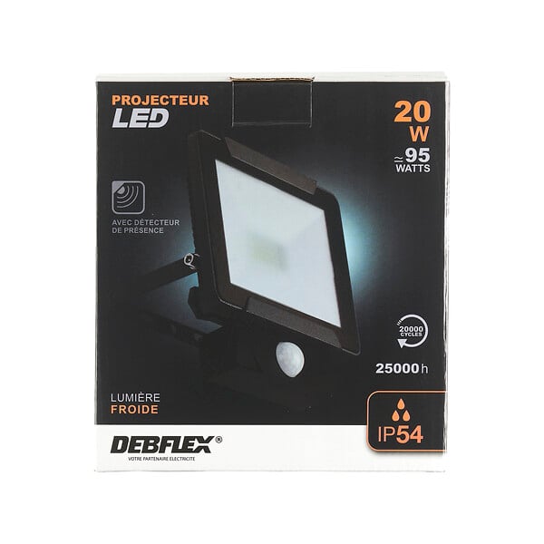 DEBFLEX - PROJECTEUR LED + DETECT IR IP54 SMD 20W 6500K 1600LM - large