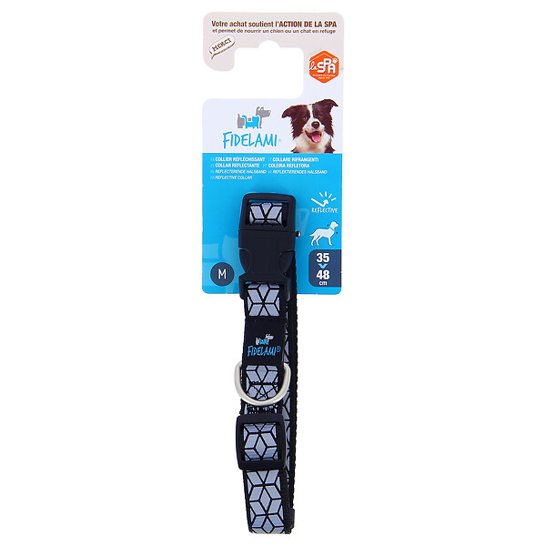 FIDELAMI - collier réfléchissant noir m - large