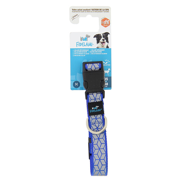 FIDELAMI - collier réfléchissant bleu m - large
