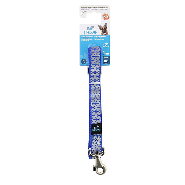 FIDELAMI - laisse réfléchissante bleue - large